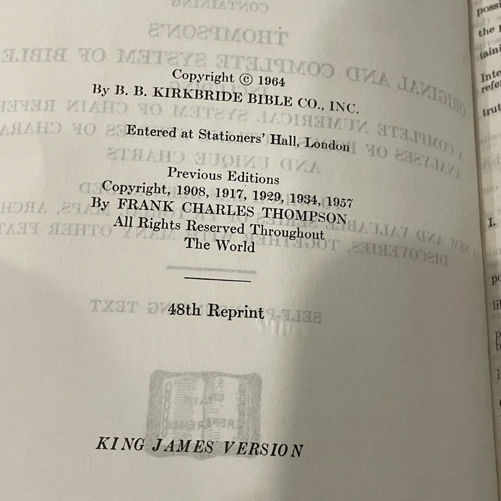 Thompson Chain Reference Bible KJV 1964 4th Improved Edition‎ Leather Case